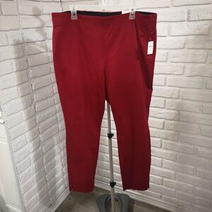 NWT Old Navy Ladies Size 18 Red Side Zip & Button Closure Ankle Pants